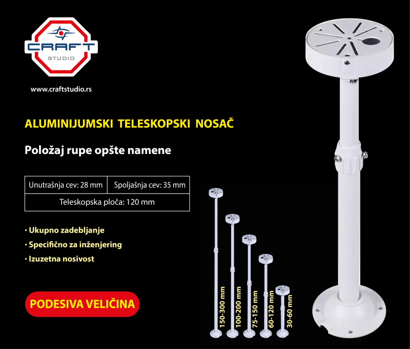 ALU teleskopski nosač